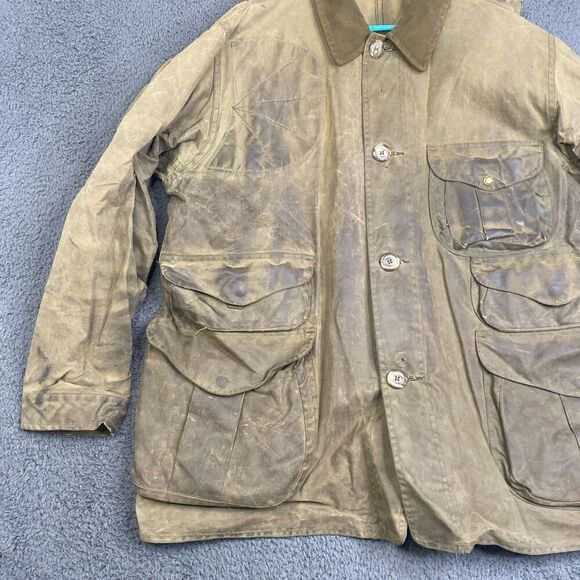 Vintage CC Filson Style 462 Tin Cloth Waxed Jacket Coat Hunting Size XL USA - Picture 2 of 11